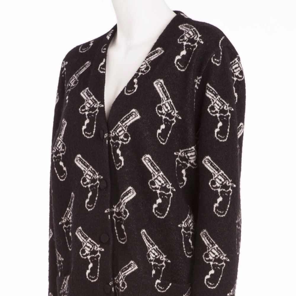 YSL gun pop black white long sleeve cardigan - Picture 1 of 5